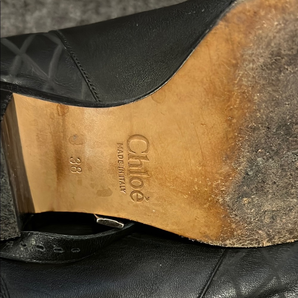 Chloe Black Quilted Leather Ankle Booties with Side Buckle - Picture 8 of 8